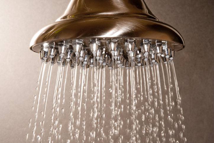 hot water coming out of a shower head